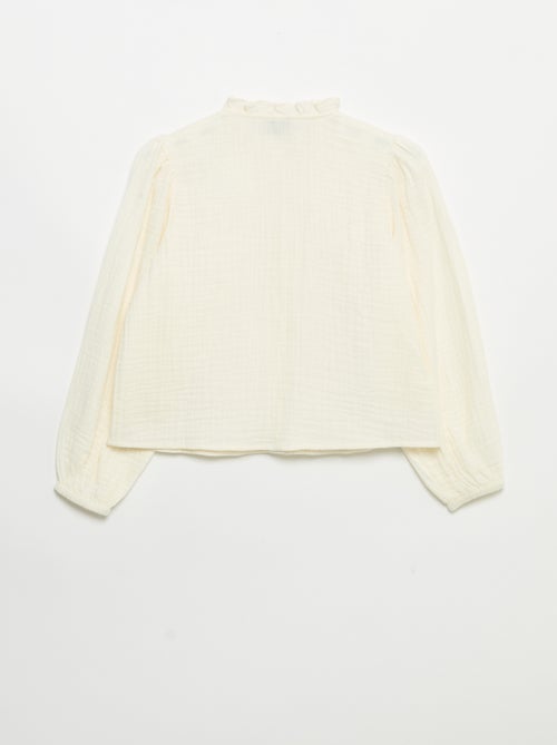 Camisa con cuello con volantes y bordados - Kiabi Camisa con cuello con volantes y bordados - Kiabi