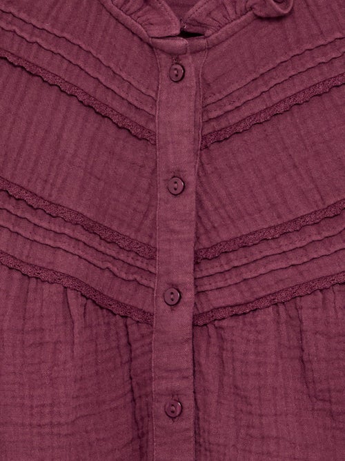 Camisa con cuello con volantes y bordados - Kiabi Camisa con cuello con volantes y bordados - Kiabi