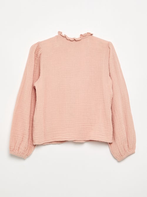 Camisa con cuello con volantes y bordados - Kiabi