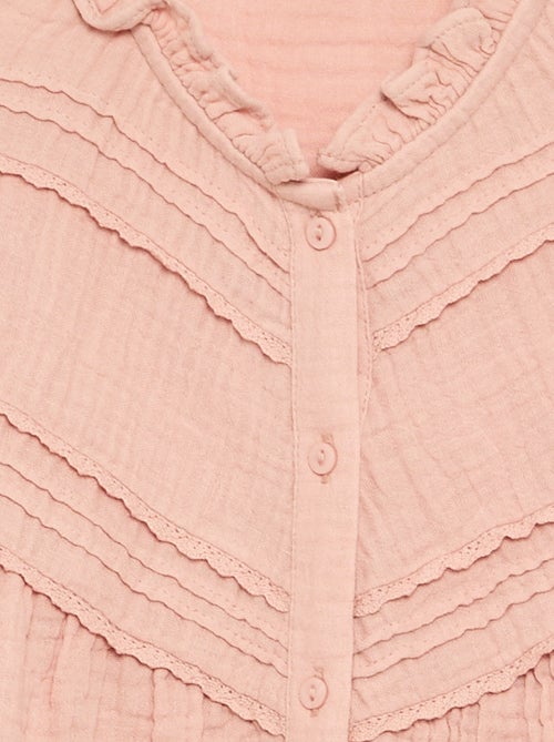 Camisa con cuello con volantes y bordados - Kiabi