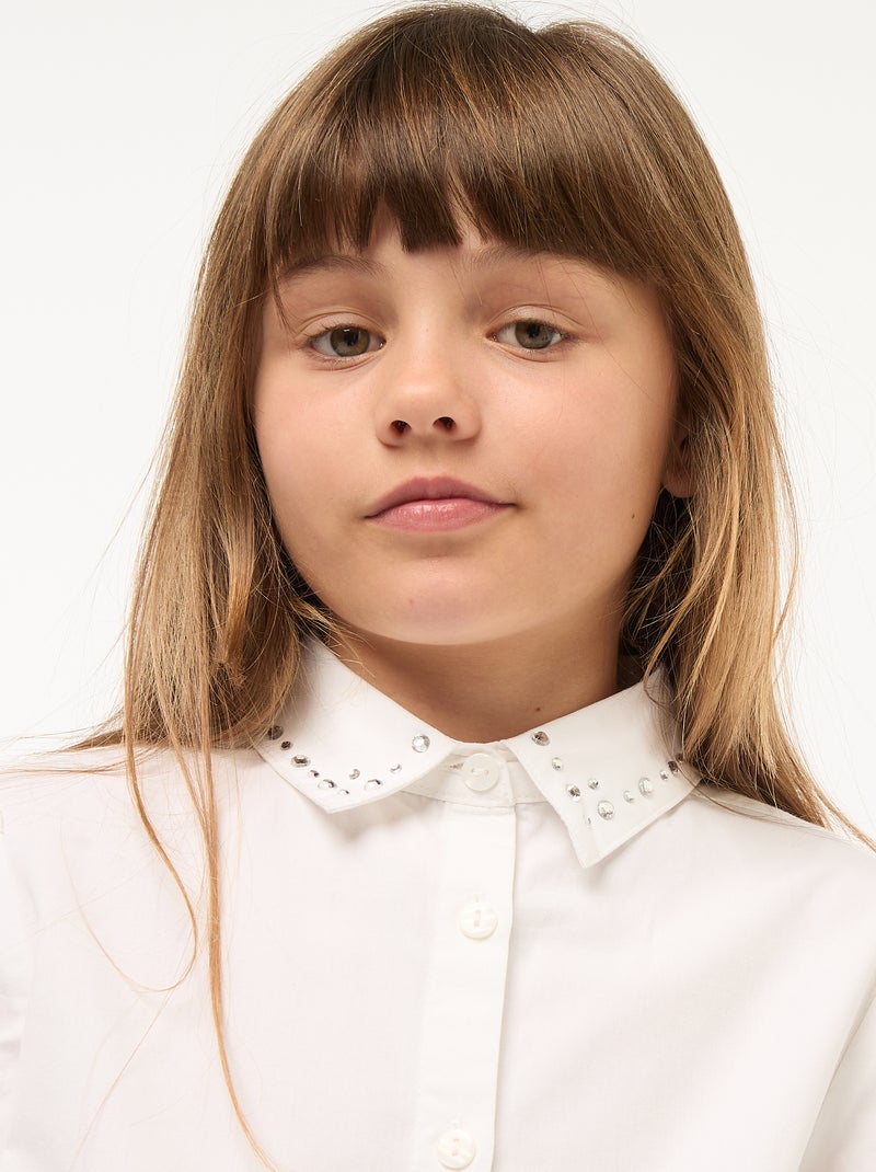 Camisa con cuello de bisutería Blanco - Kiabi