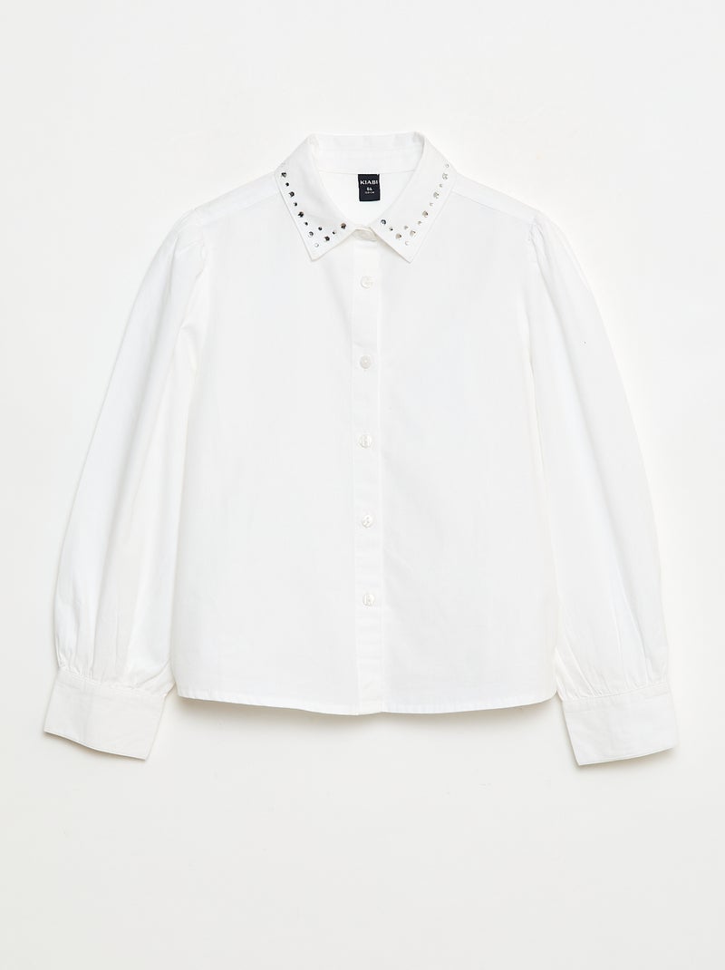 Camisa con cuello de bisutería Blanco - Kiabi