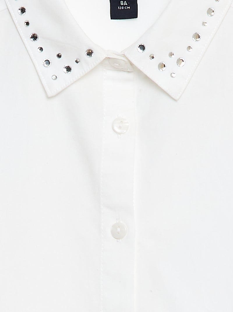 Camisa con cuello de bisutería Blanco - Kiabi
