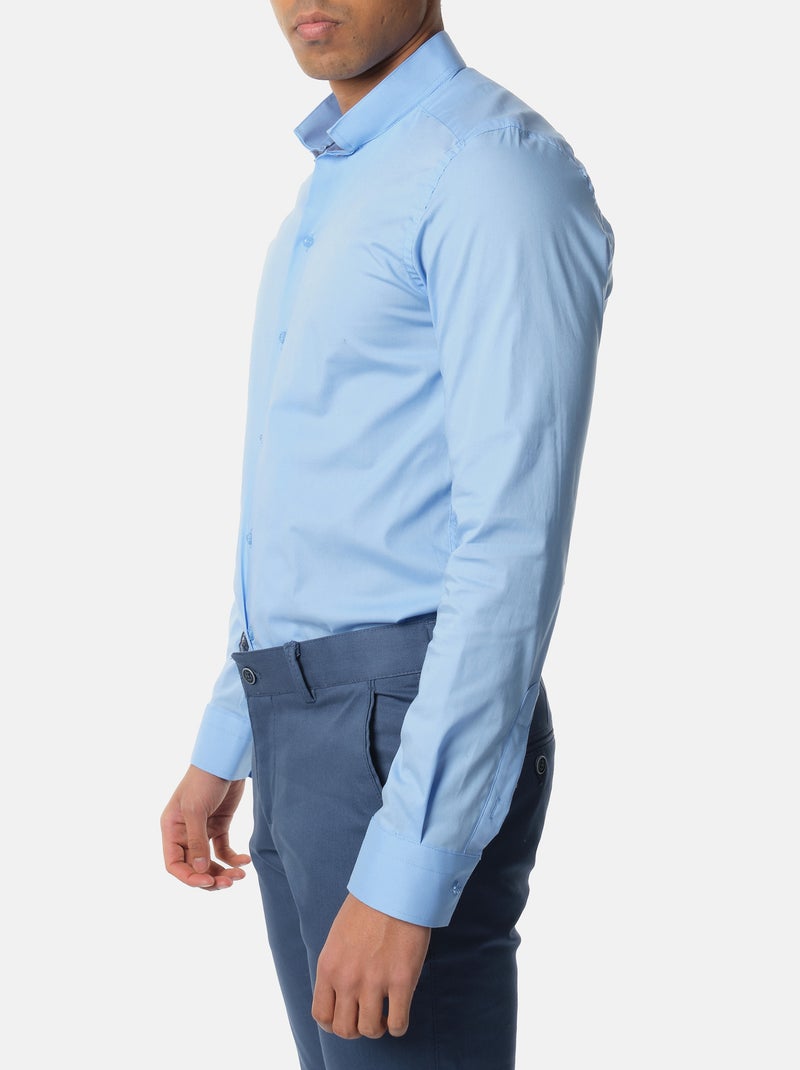 Camisa con cuello invertido Azul - Kiabi