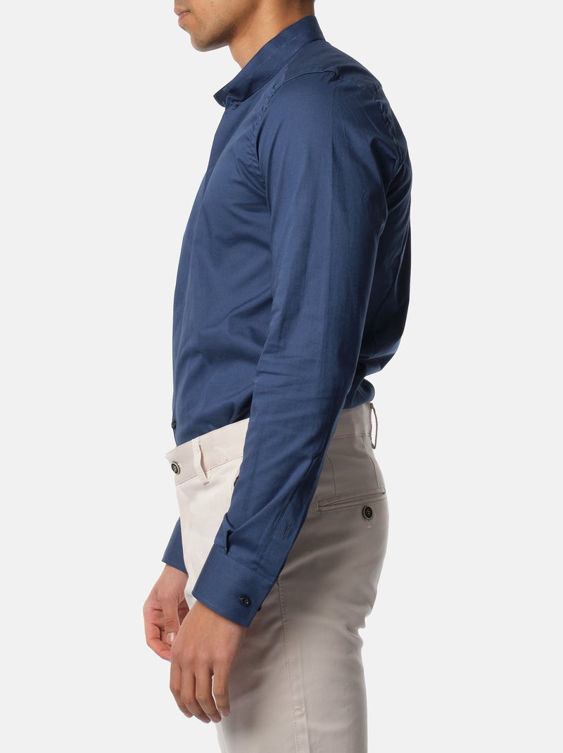 Camisa con cuello invertido Azul marino - Kiabi