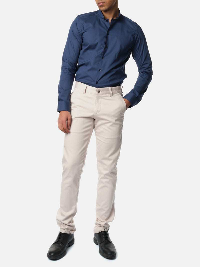 Camisa con cuello invertido Azul marino - Kiabi