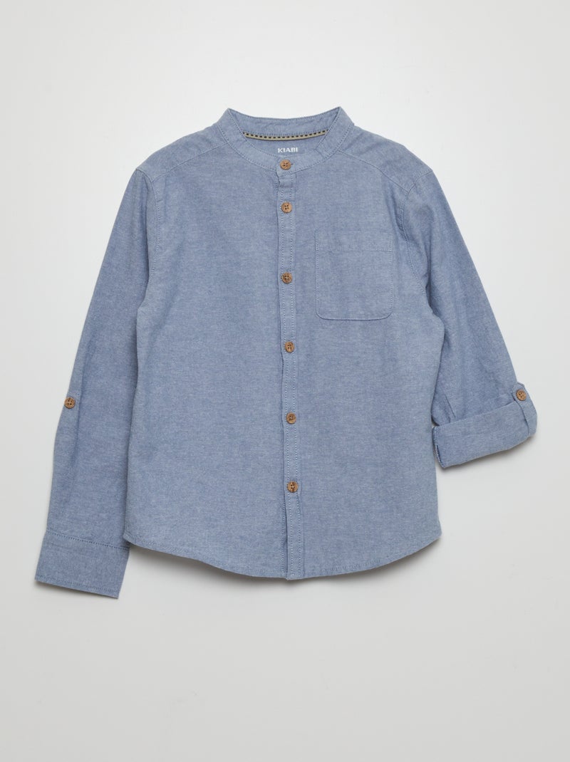 Camisa con cuello mao AZUL - Kiabi