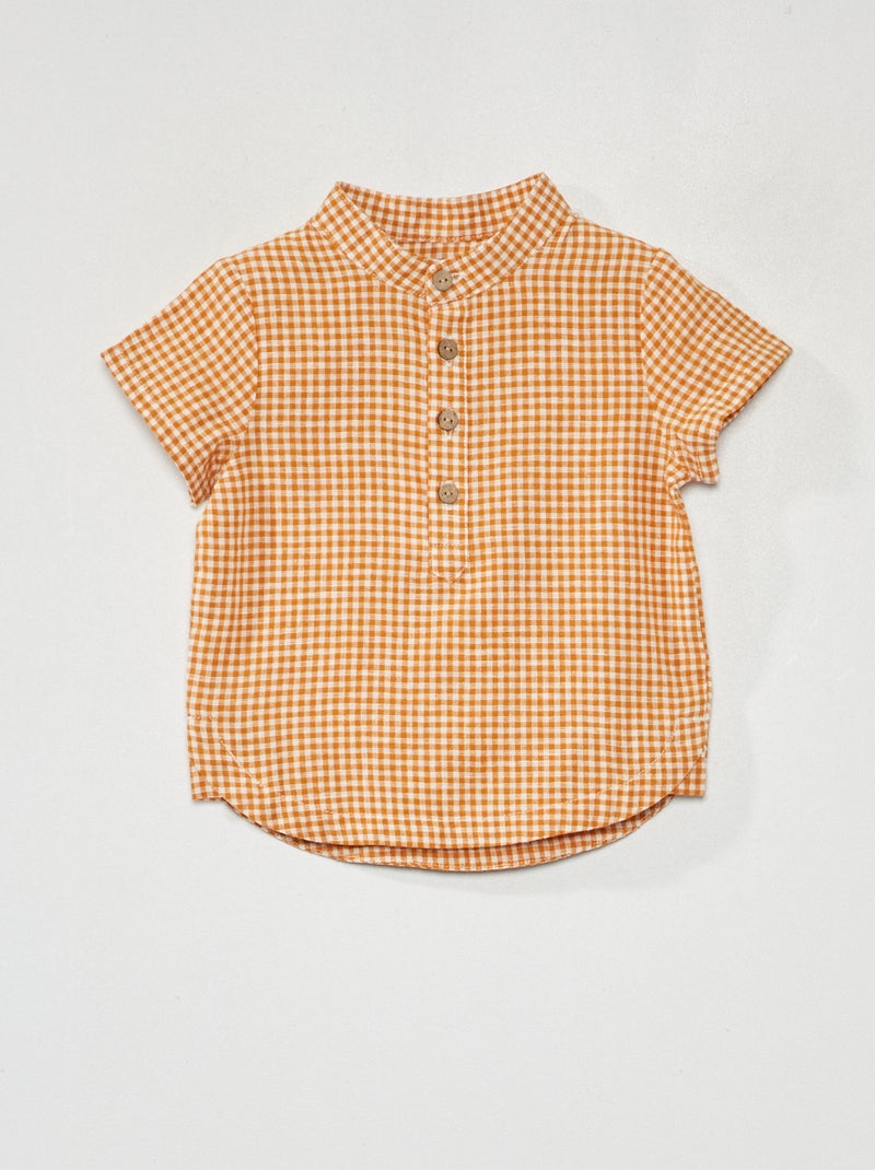 Camisa con cuello mao BLANCO - Kiabi