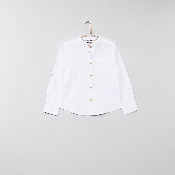 camisa blanca cuello mao