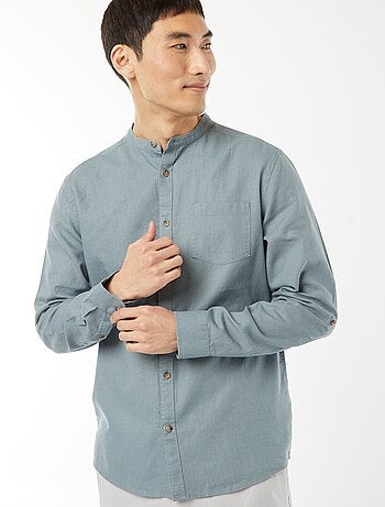 Camisa con cuello mao de lino