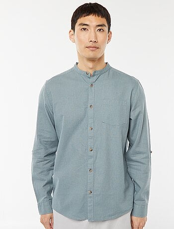 Camisa con cuello mao de lino