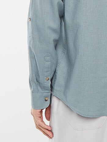 Camisa con cuello mao de lino
