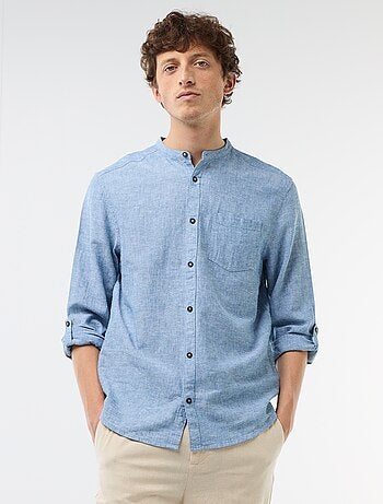 Camisa con cuello mao de lino