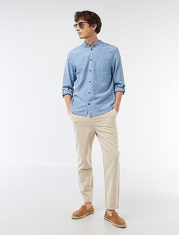 Camisa con cuello mao de lino