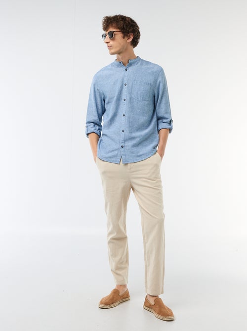 Camisa con cuello mao de lino - Kiabi