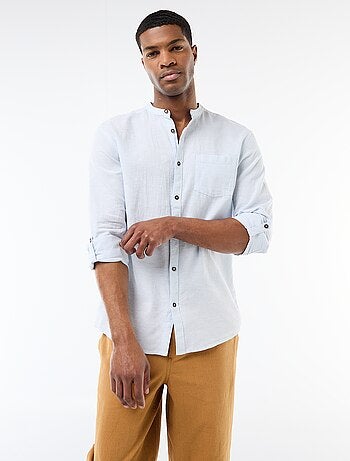 Camisa con cuello mao de lino