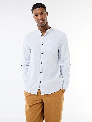 Camisa con cuello mao de lino