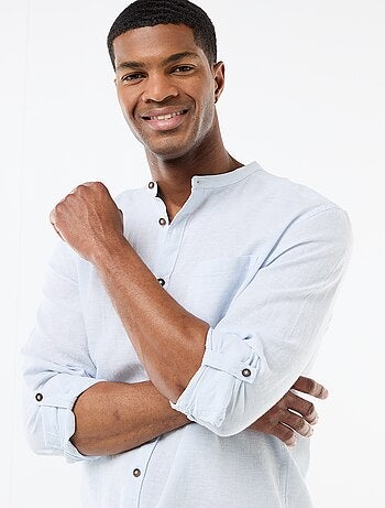 Camisa con cuello mao de lino