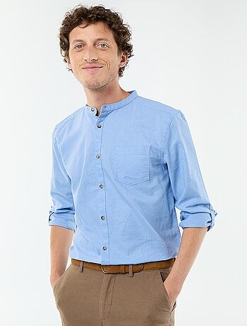 Camisa con cuello mao de lino