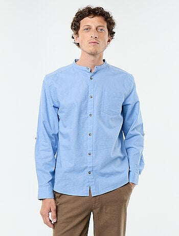 Camisa con cuello mao de lino