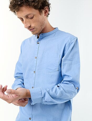 Camisa con cuello mao de lino