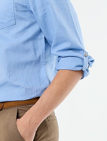 Camisa con cuello mao de lino