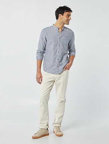Camisa con cuello mao de lino