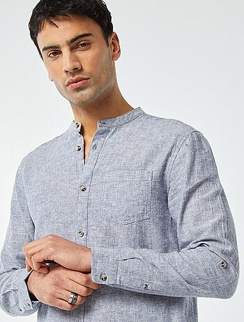 Camisa con cuello mao de lino