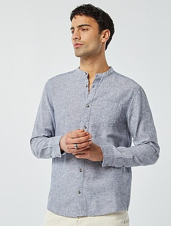 Camisa con cuello mao de lino