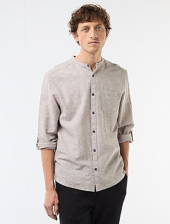 Camisa con cuello mao de lino