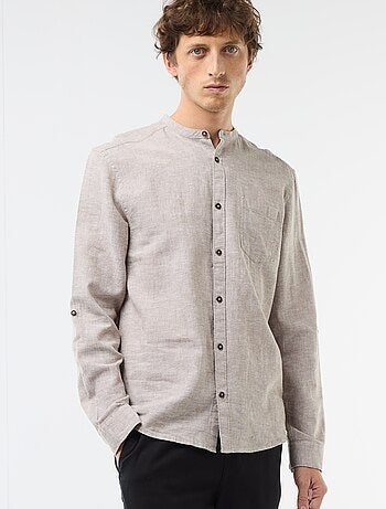 Camisa con cuello mao de lino