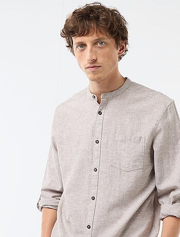 Camisa con cuello mao de lino