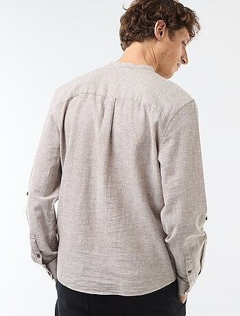 Camisa con cuello mao de lino