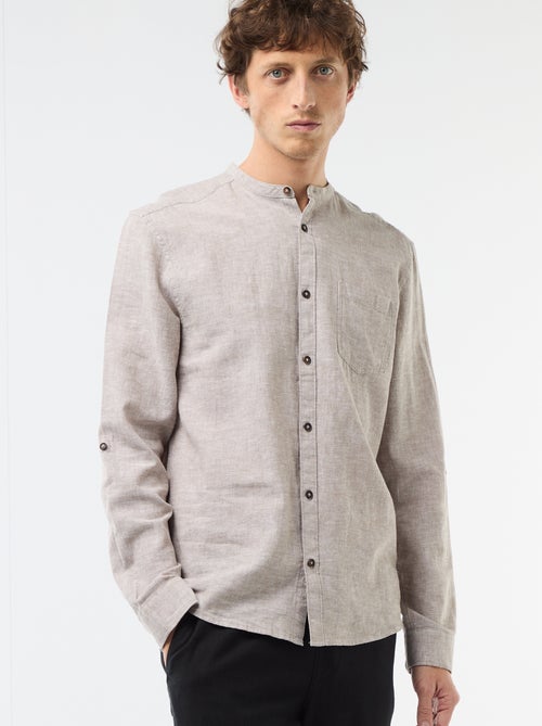 Camisa con cuello mao de lino - Kiabi