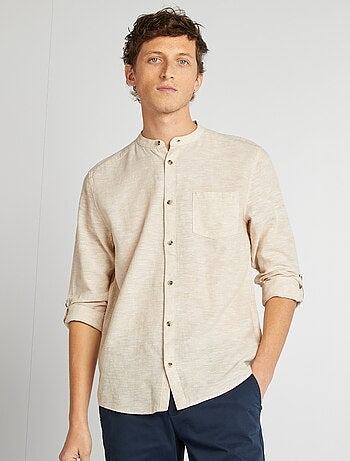 Camisa con cuello mao de lino