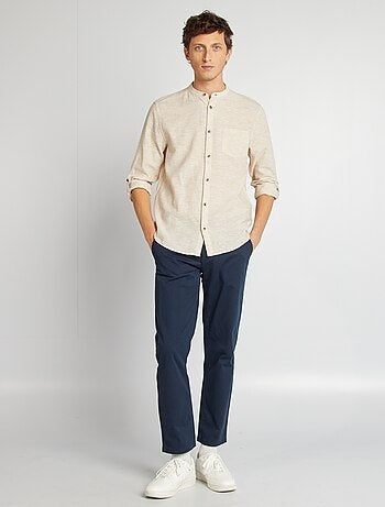 Camisa con cuello mao de lino