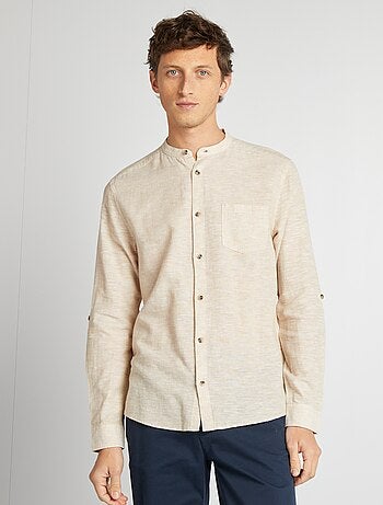 Camisa con cuello mao de lino