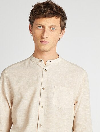 Camisa con cuello mao de lino