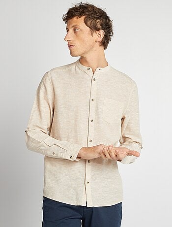 Camisa con cuello mao de lino