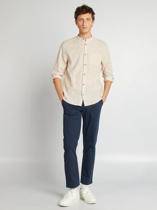 Camisa con cuello mao de lino - Kiabi