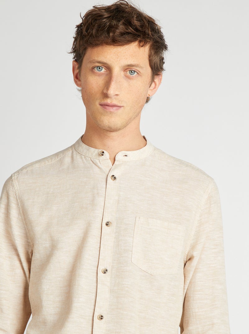 Camisa con cuello mao de lino BEIGE - Kiabi