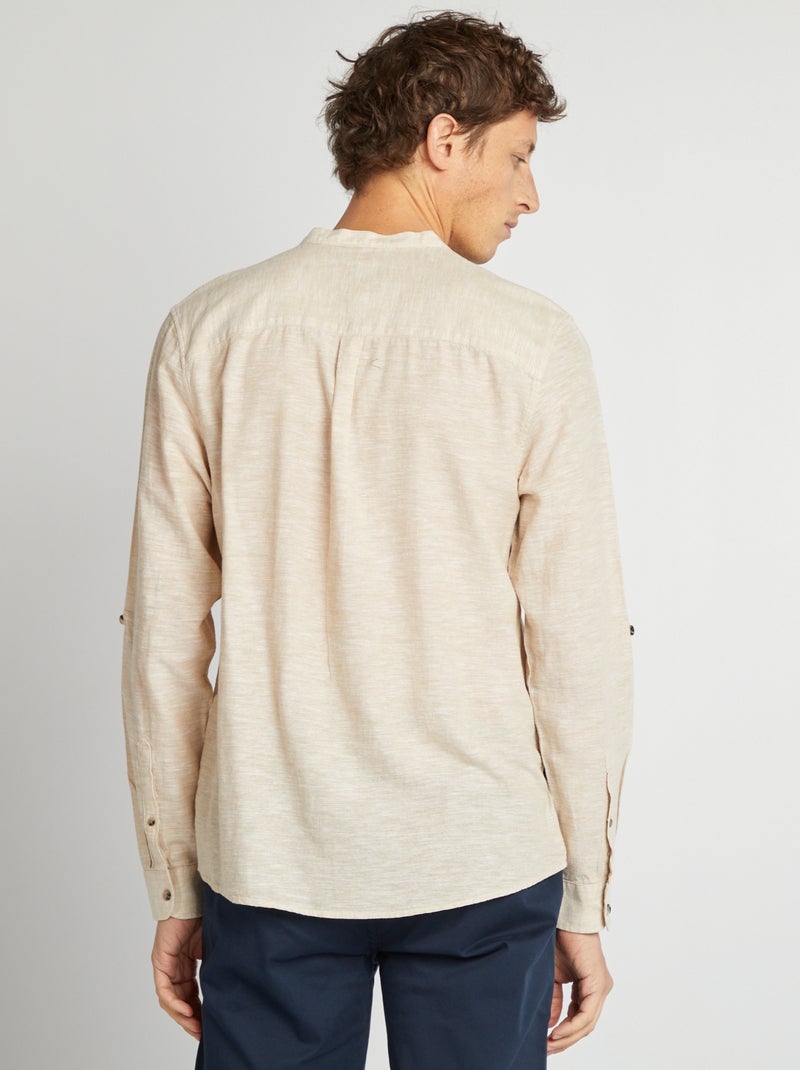 Camisa con cuello mao de lino BEIGE - Kiabi