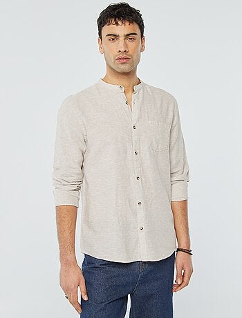 Camisa con cuello mao de lino