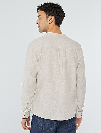 Camisa con cuello mao de lino