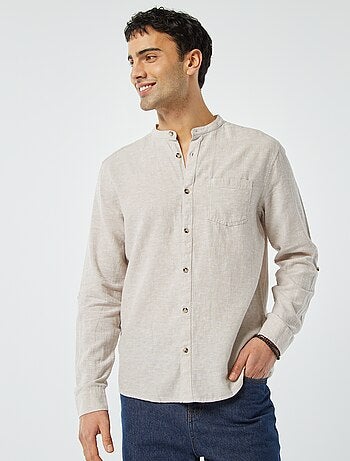 Camisa con cuello mao de lino