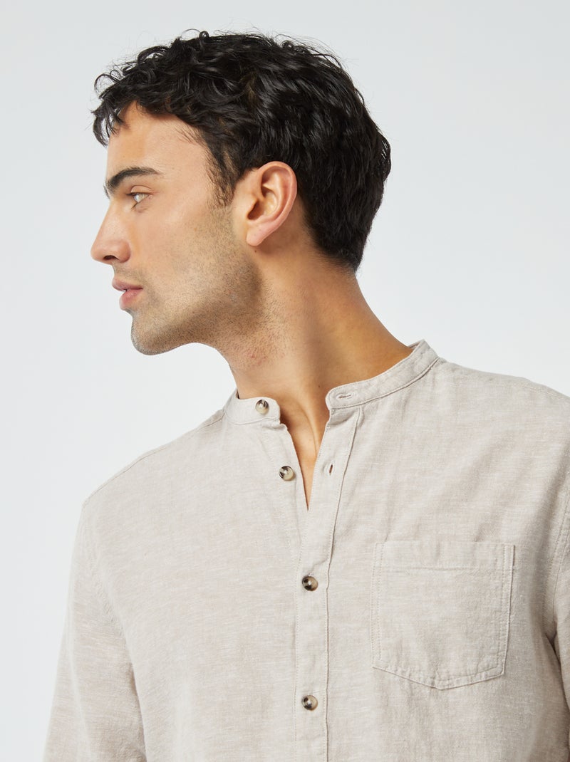 Camisa con cuello mao de lino BEIGE - Kiabi