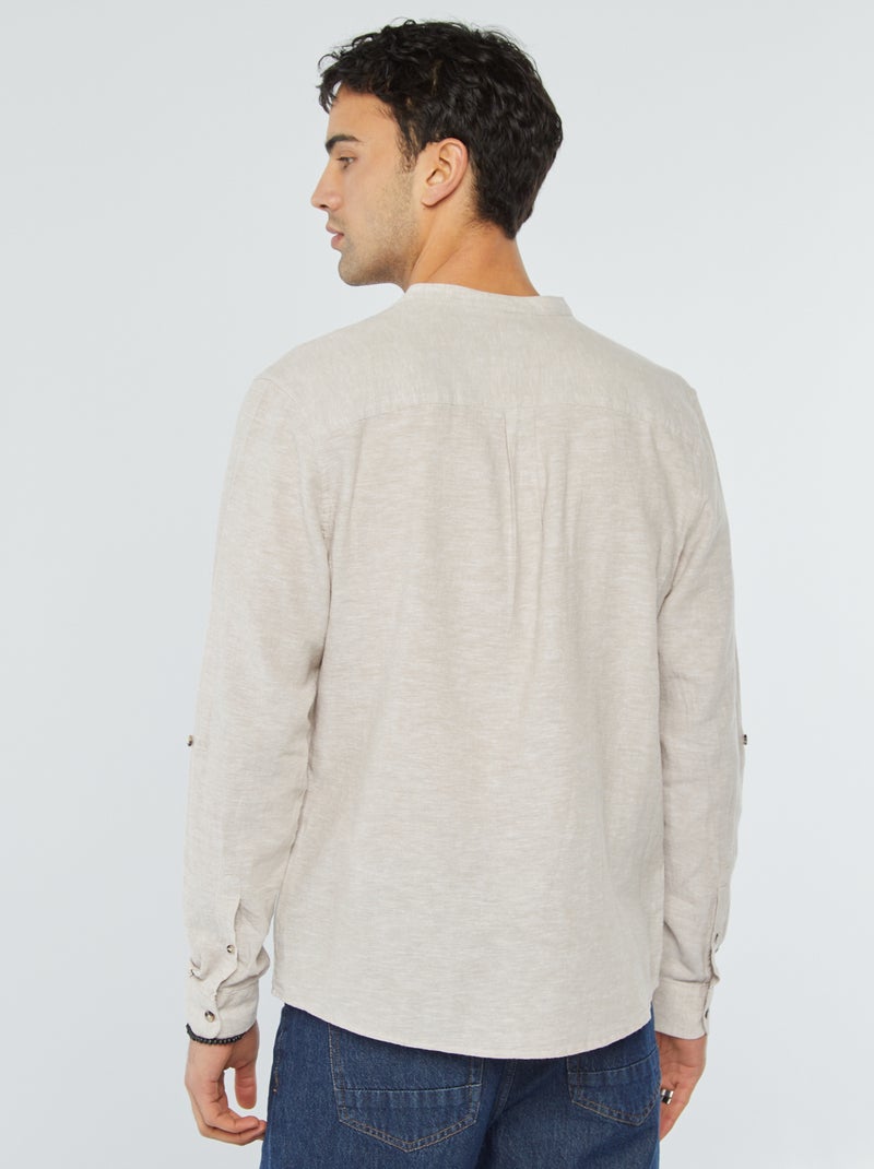 Camisa con cuello mao de lino BEIGE - Kiabi