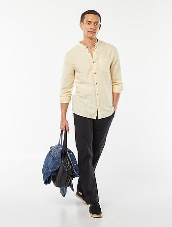 Camisa con cuello mao de lino