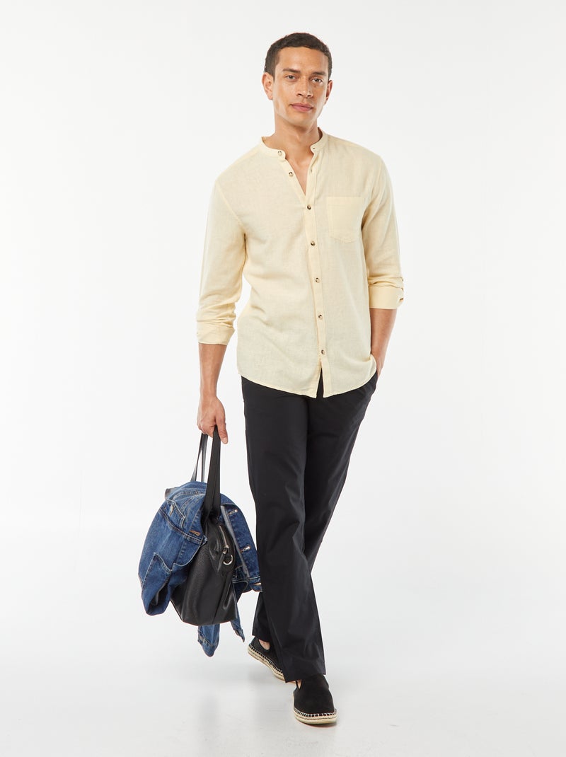 Camisa con cuello mao de lino BEIGE - Kiabi