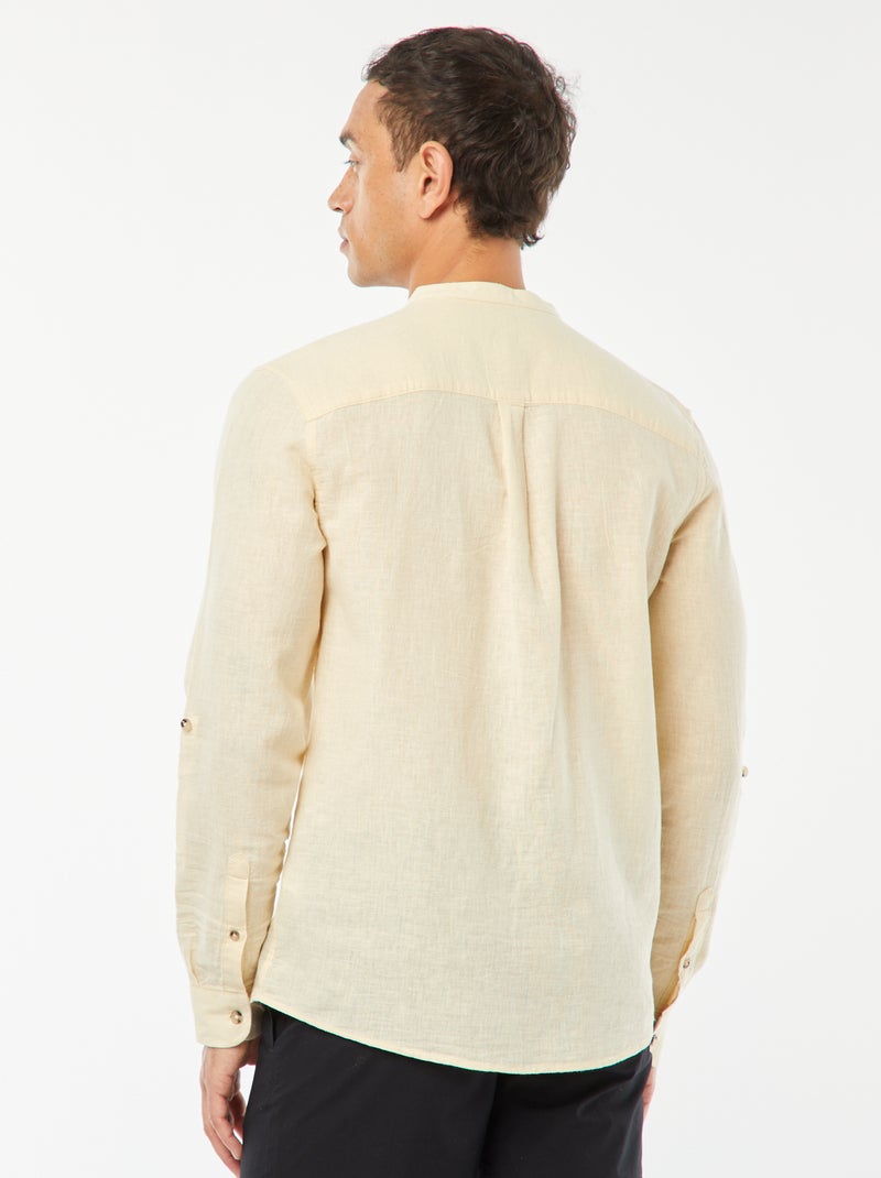 Camisa con cuello mao de lino BEIGE - Kiabi